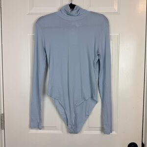 H&M light blue mock neck long sleeve bodysuit size medium